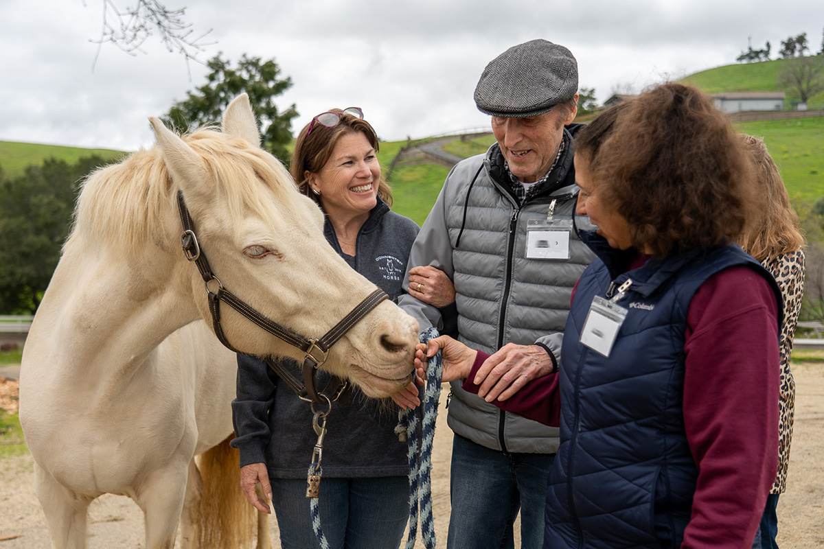 A Connected Horse workshop participant meets a horse